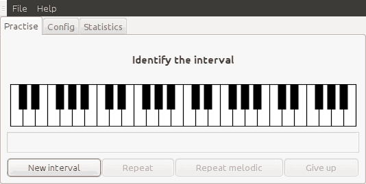 Screenshot of the program practising intervals using the buttons interface.