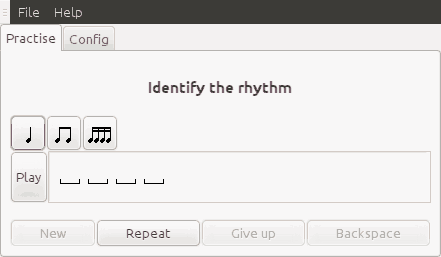 Screenshot of the program running the chord exercise.