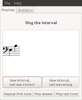 Screenshot of the sing interval exercise.