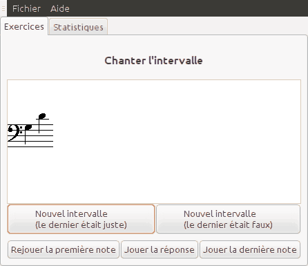 Copie d'écran de l'exercice Chanter un intervalle.