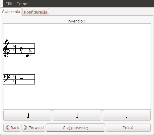 Zrzut ekranu programu z ćwiczeniem dyktanda.