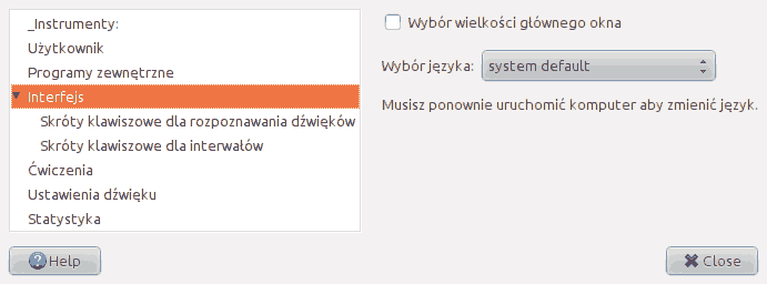 Zrzut ekranu zakładki 'Interfejs' w oknie Ustawień.