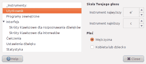 Zrzut ekranu zakładi 'Użytkownik' w oknie Ustawień.