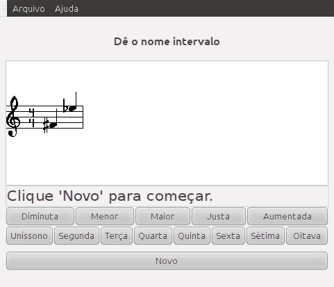 Tela do programa ao se praticar intervalos usando a interface de botões.