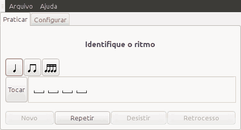 Tela do programa rodando com o exercício de acordes.